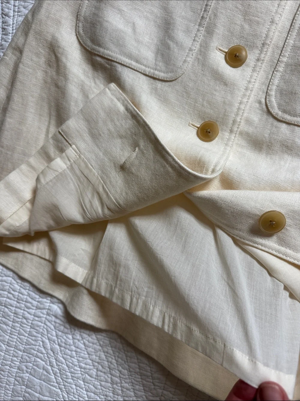 Tory Burch Sleeveless Button-Front Linen Dress in Cream